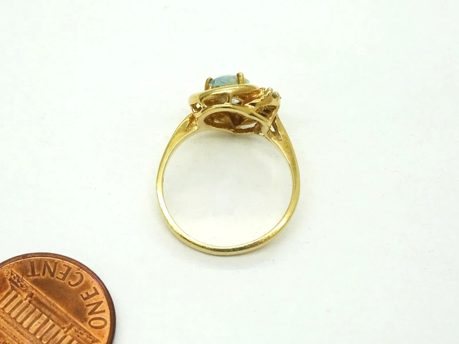 0.50ct tw Natural Pear Aquamarine & Diamond Accent Ring 14k Gold Size 6