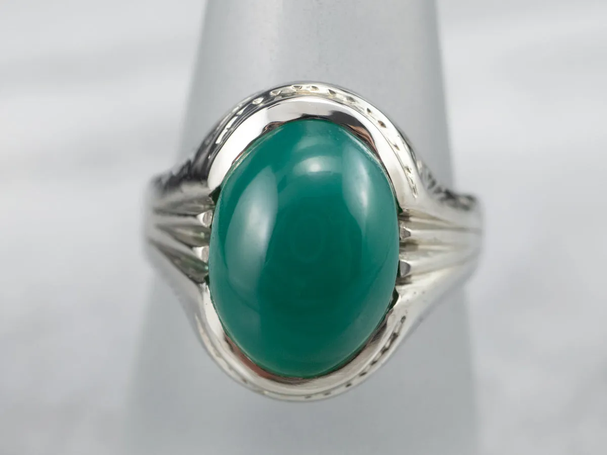 10K White Gold Green Onyx Ring