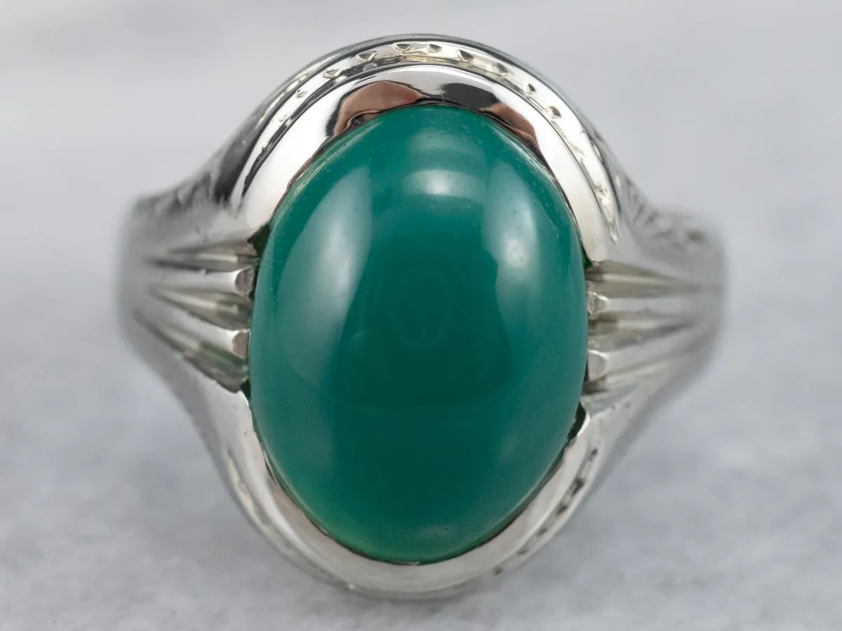 10K White Gold Green Onyx Ring