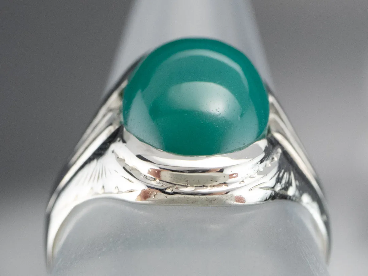 10K White Gold Green Onyx Ring