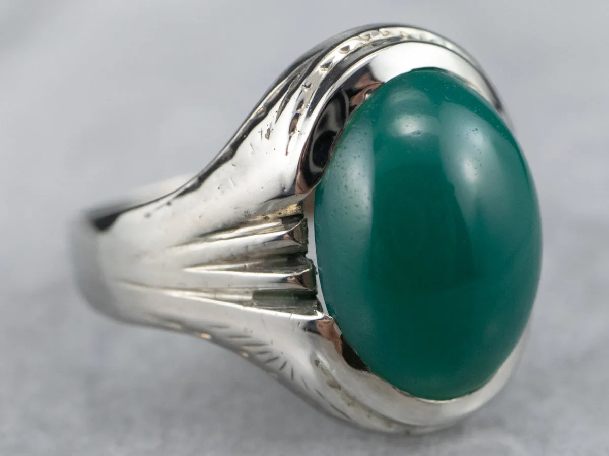 10K White Gold Green Onyx Ring