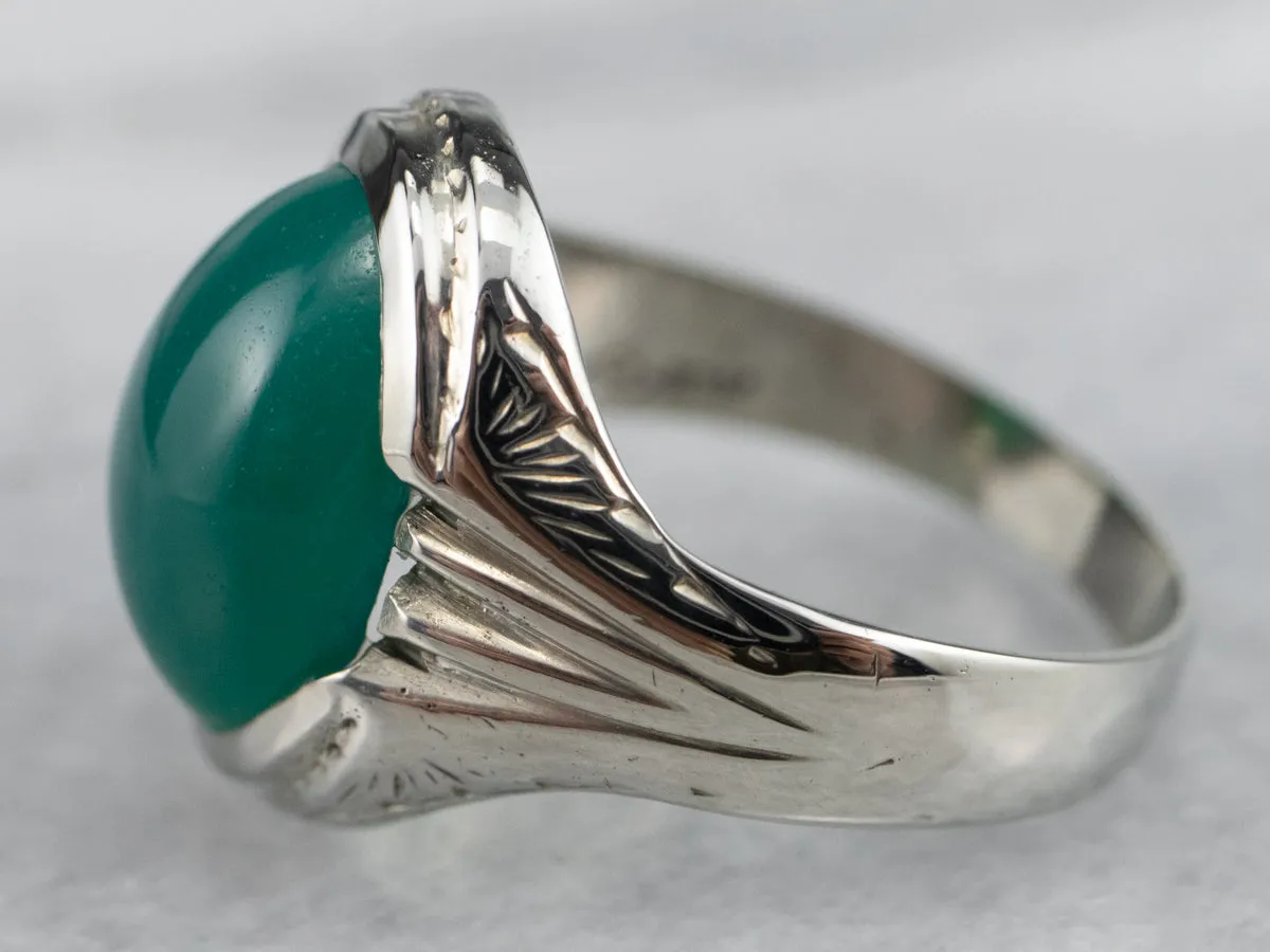 10K White Gold Green Onyx Ring