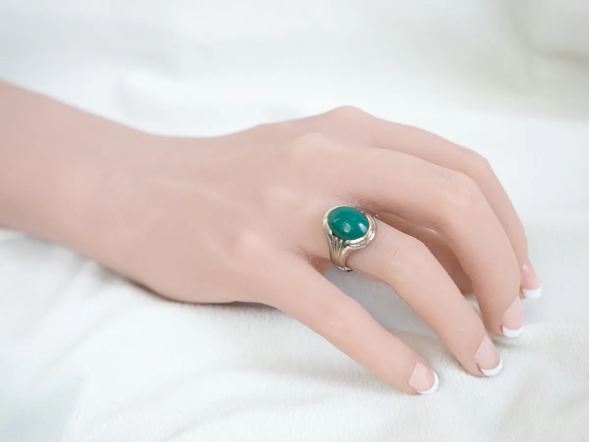 10K White Gold Green Onyx Ring