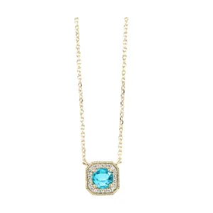 10Kt Yellow Gold Diamond 1/20Ctw & Aquamarine 3/8Ctw Pendant