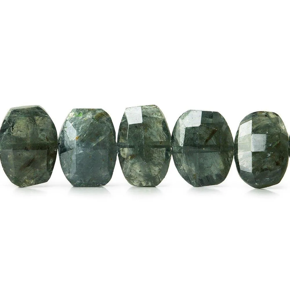 10x7-12x7mm Moss Aquamarine side drilled faceted oval cushions 7.5 inch 23 beads