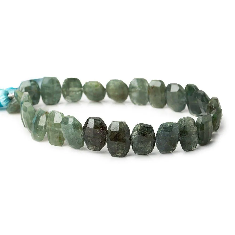 10x7-12x7mm Moss Aquamarine side drilled faceted oval cushions 7.5 inch 23 beads