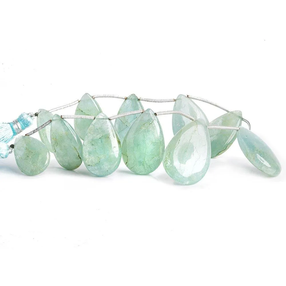 11x17-13x19mm Aquamarine Plain Pear Beads 8 inch 11 pieces