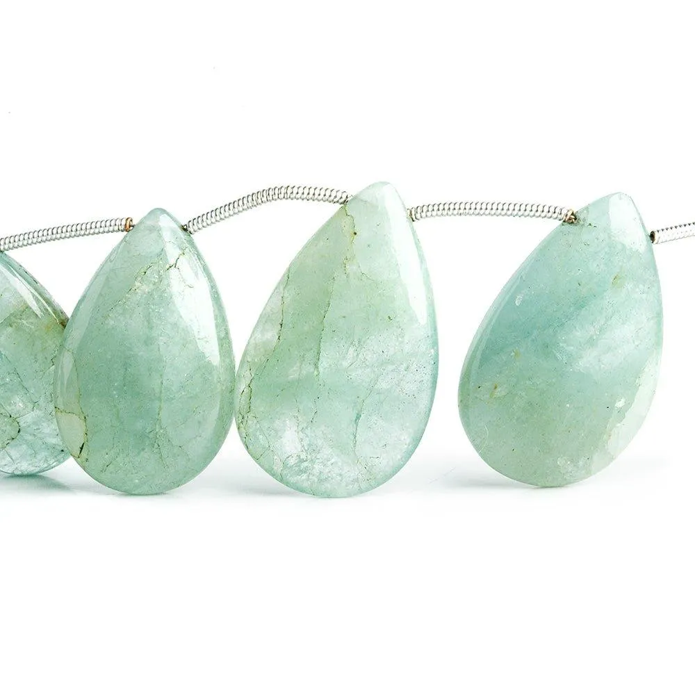 11x17-13x19mm Aquamarine Plain Pear Beads 8 inch 11 pieces