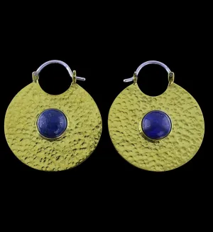 14G Mini Disk Lapis Lazuli Brass Hangers