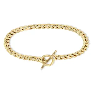 14k Gold Medium Curb Chain Toggle Bracelet