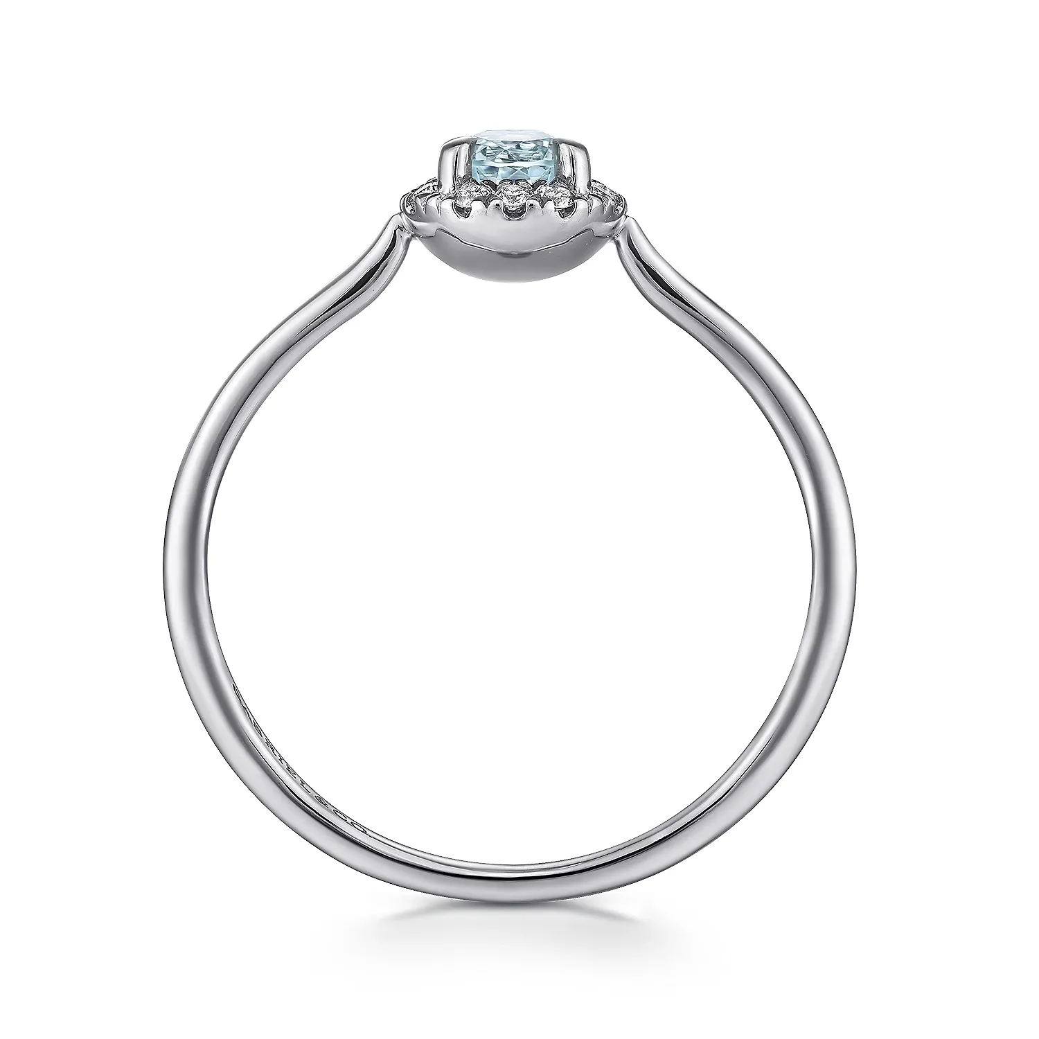 14K White Gold Aquamarine and Diamond Halo Promise Ring