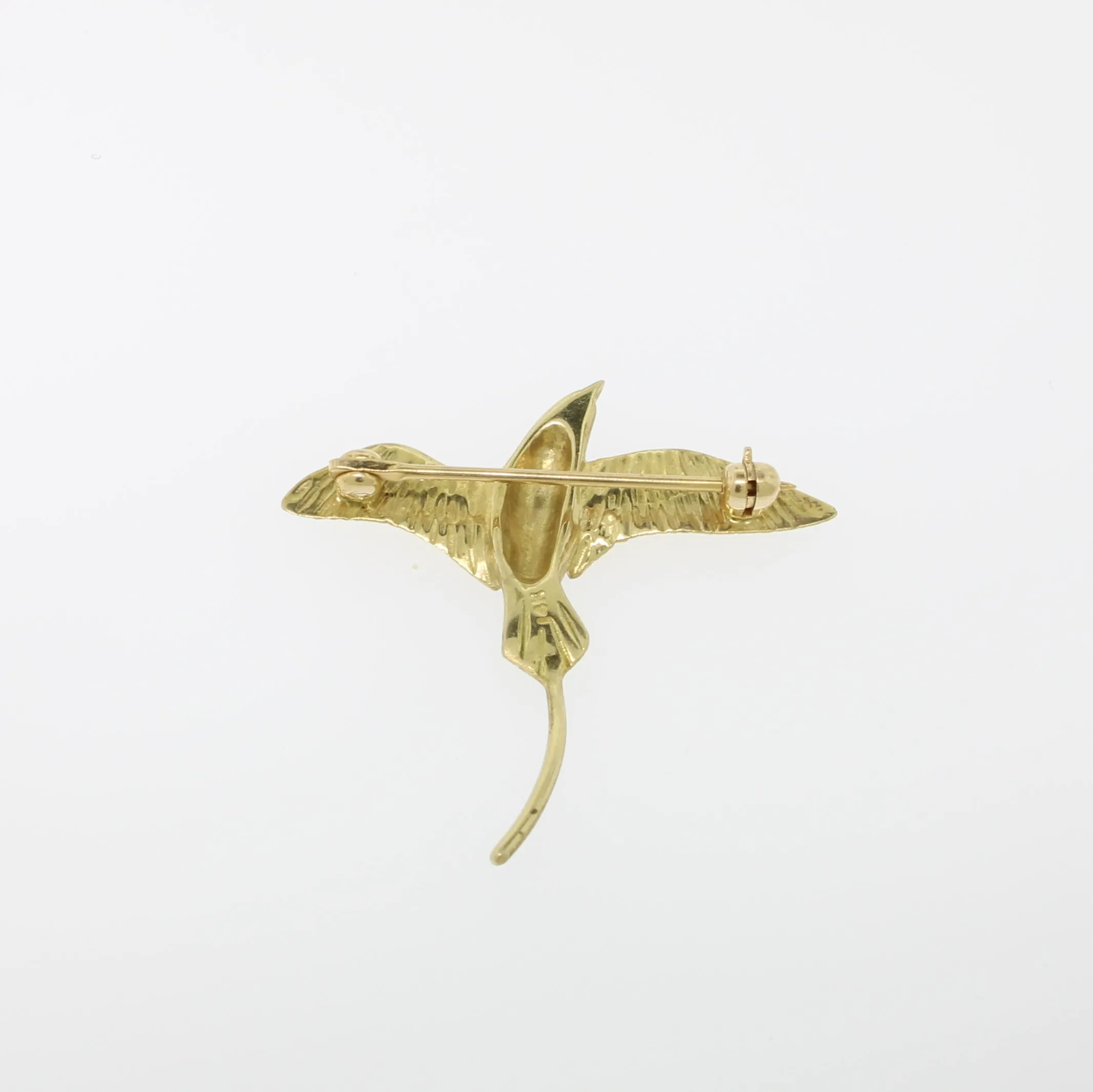 14K Yellow Gold Longtail Bird Pin from our Estate Jewelry Collection