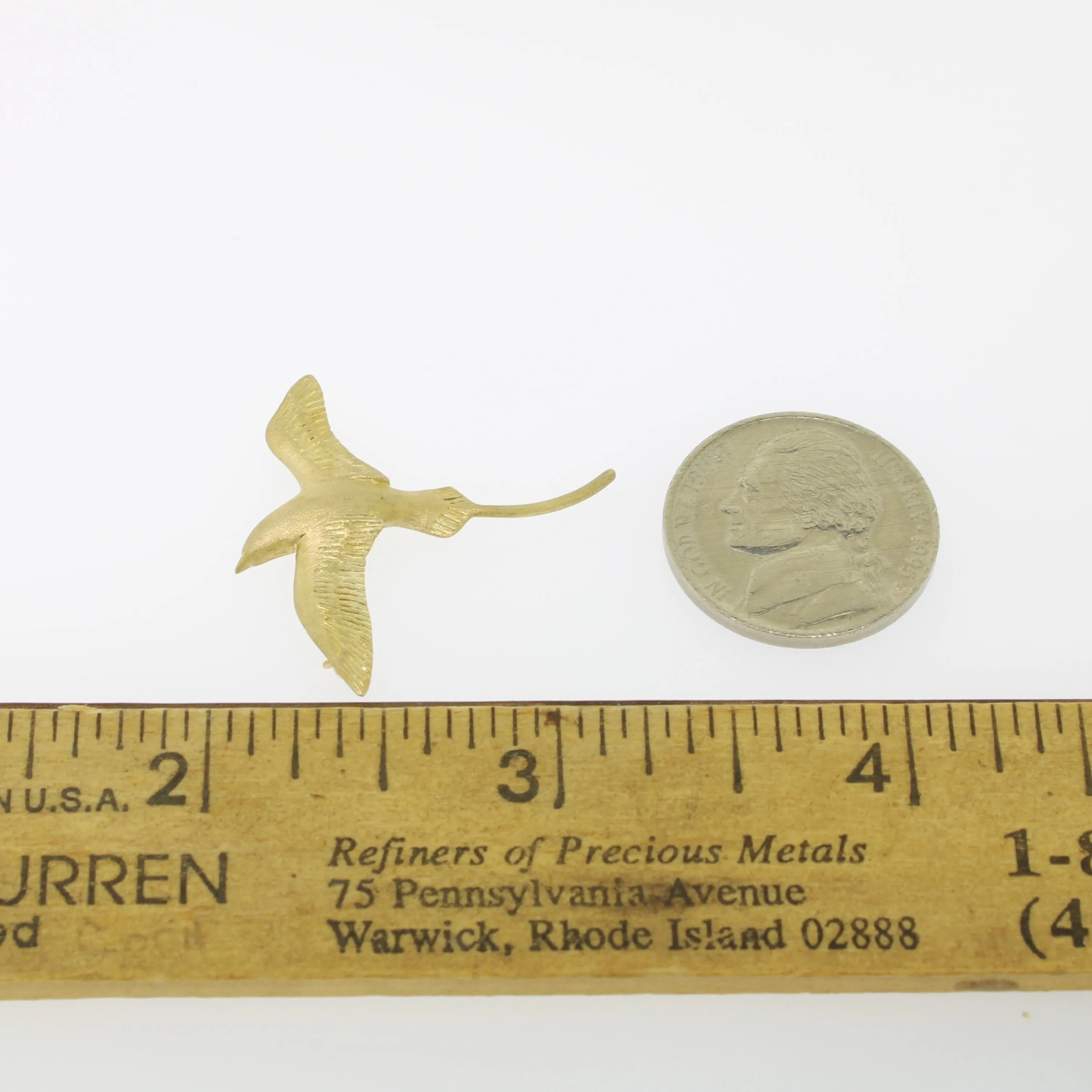 14K Yellow Gold Longtail Bird Pin from our Estate Jewelry Collection