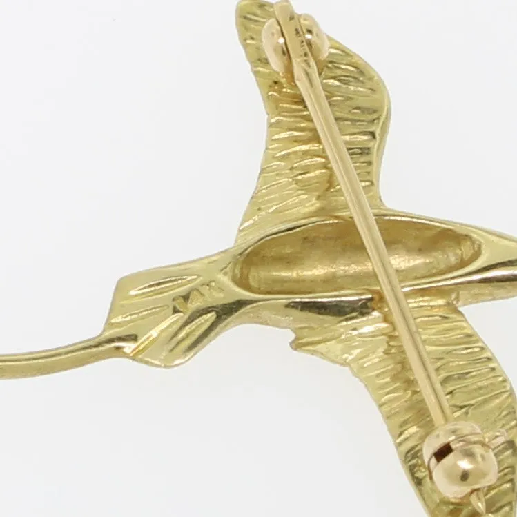 14K Yellow Gold Longtail Bird Pin from our Estate Jewelry Collection