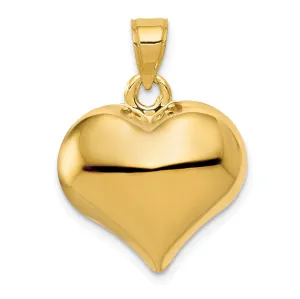 14K Yellow Gold Polished Finish 3 D Puffed Heart Design  Pendant