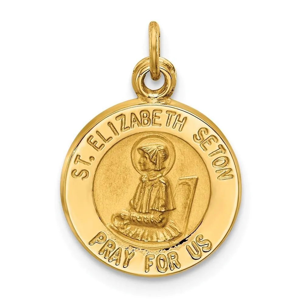 14k Yellow Gold Saint Elizabeth Seton Medal Pendan