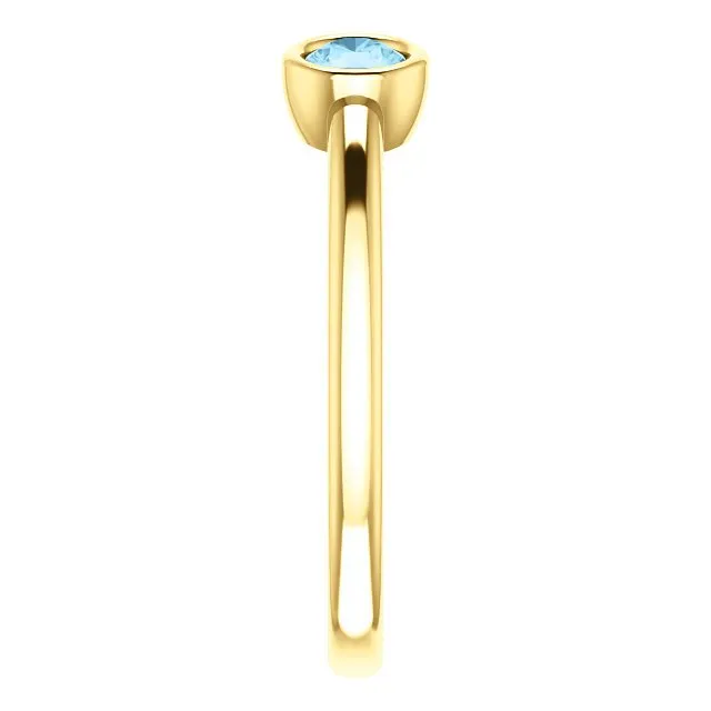 14KT GOLD 0.32 CTW AQUAMARINE 2 STONE BEZEL-SET CUFF RING