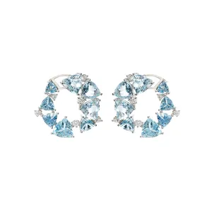 18k Mirage White Gold Earring With 0.41 Cts Vs-Gh Diamonds  And Aquamarine