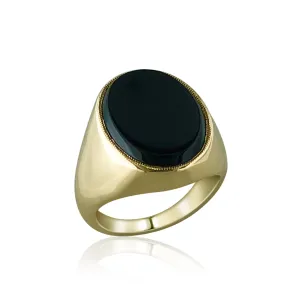 18K Yellow gold ring with center black onyx