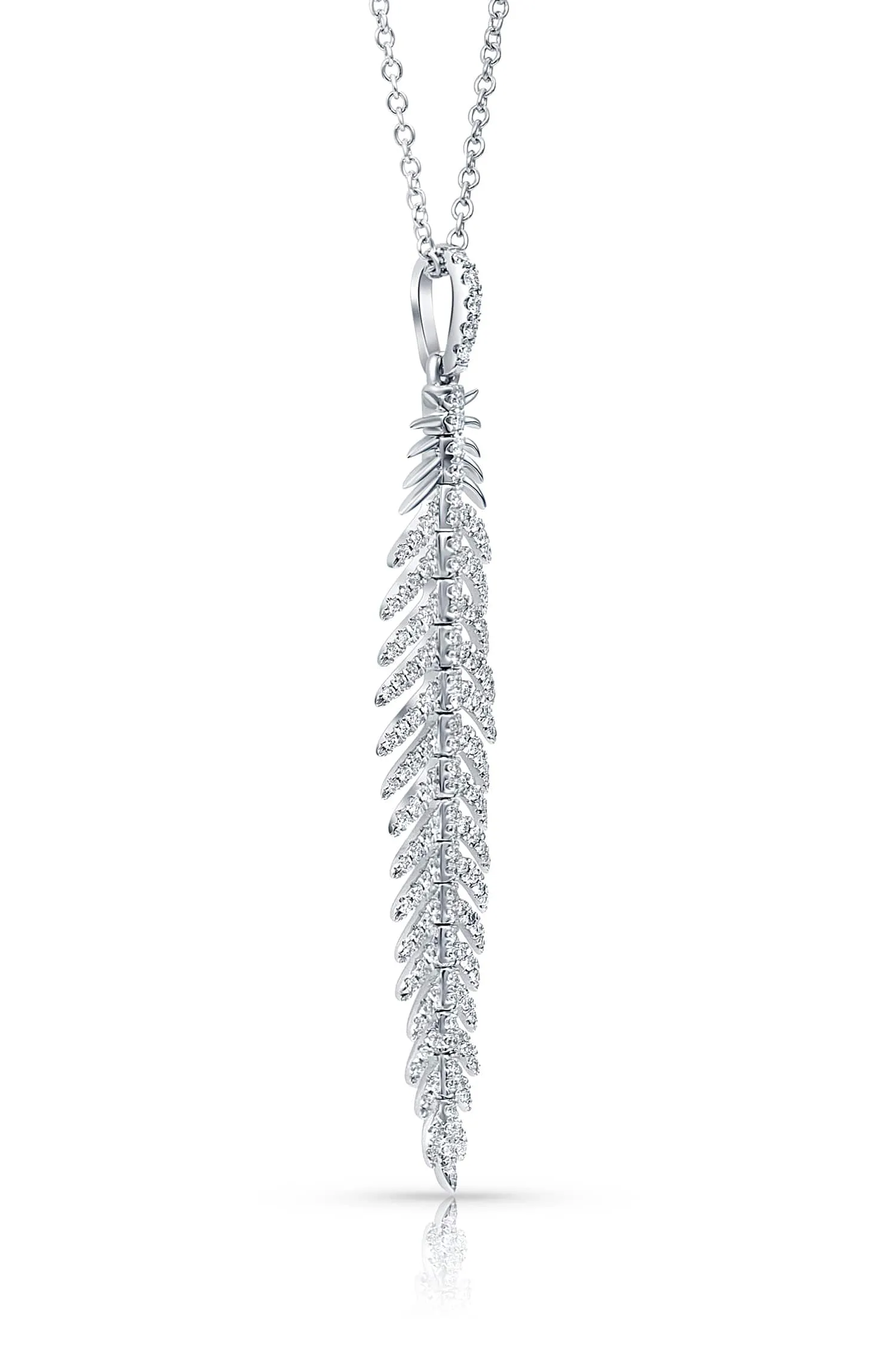 18kt White Gold Feather Pendant