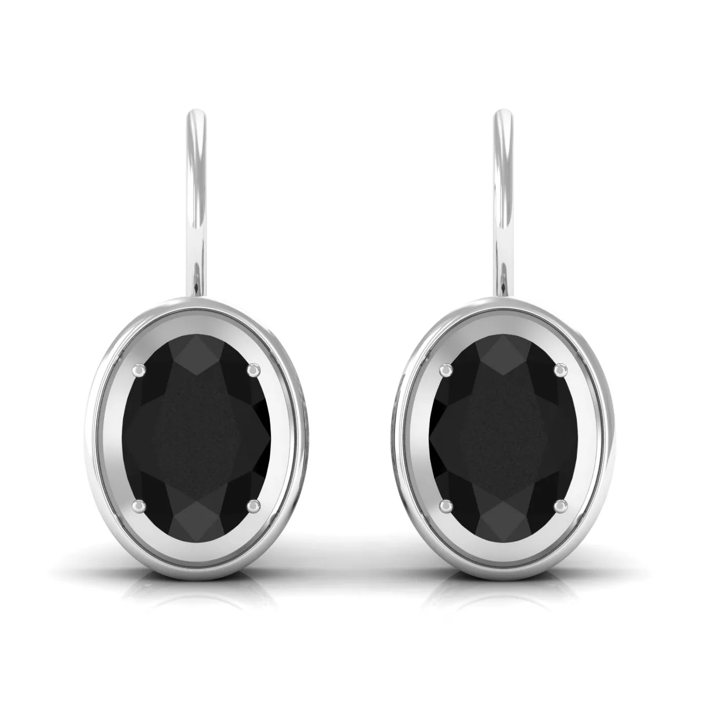 2.25 CT Oval Black Onyx Solitaire Drop Earrings in Gold