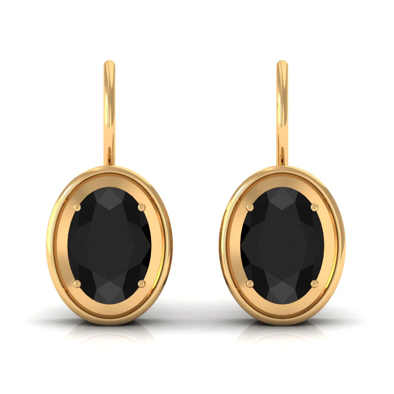 2.25 CT Oval Black Onyx Solitaire Drop Earrings in Gold