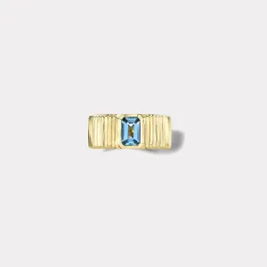 .37ct Emerald Cut Aquamarine Pleated Solitaire Band