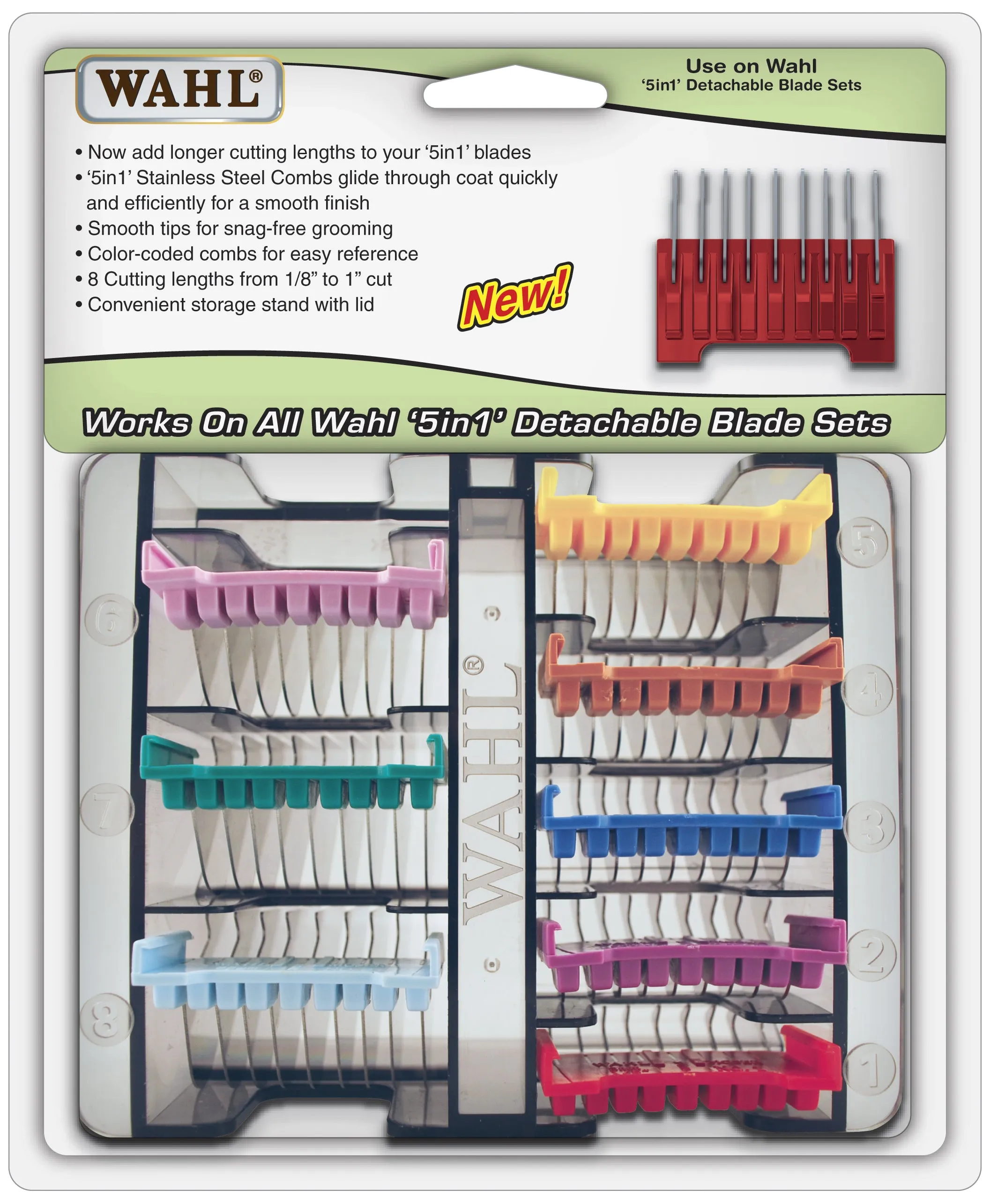 5-N-1 SS Snap On Comb Set - 8 pcs