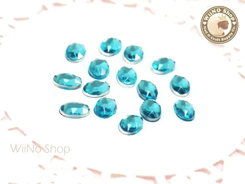 5 x 7mm Blue Aquamarine Oval Flatback Acrylic Rhinestone - 15 pcs