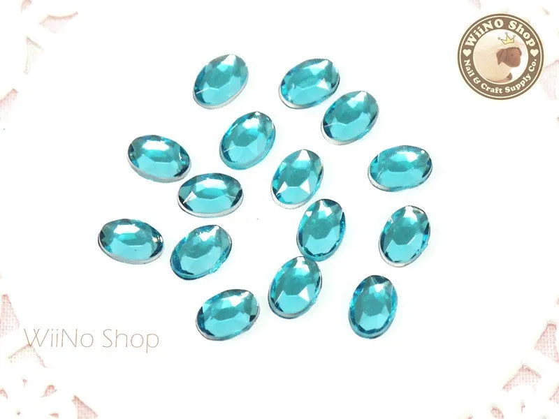 5 x 7mm Blue Aquamarine Oval Flatback Acrylic Rhinestone - 15 pcs