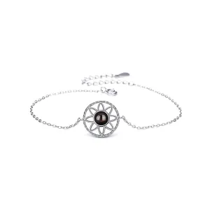 925 Sterling Silver Flowers with Diamonds Felicity Bracelet with Picture Inside