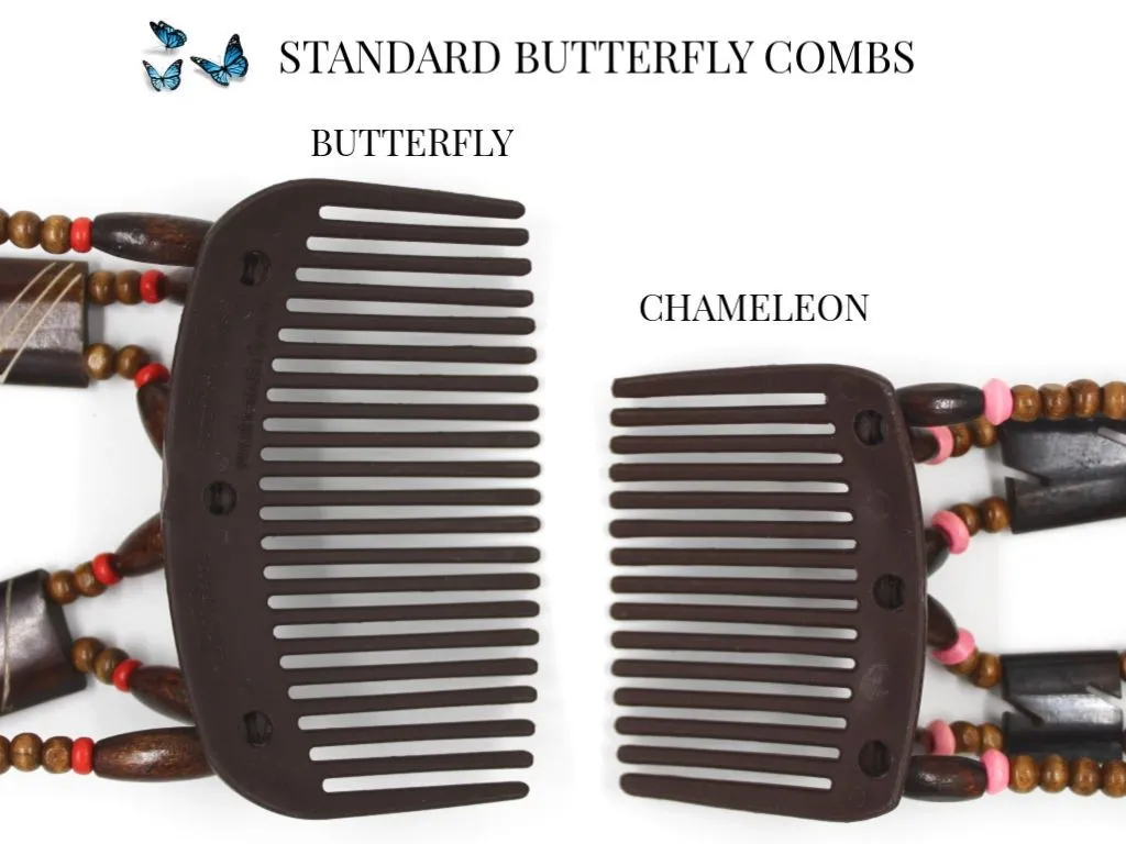 African Butterfly Hair Comb - Dupla Brown 102