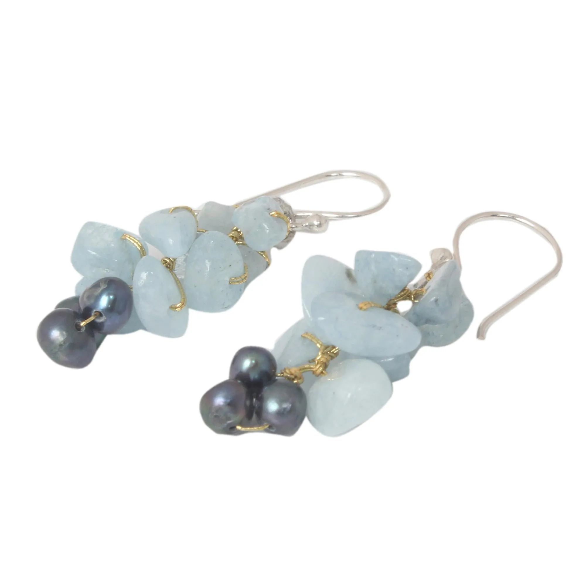 Afternoon Sigh Aquamarine Beaded Earrings