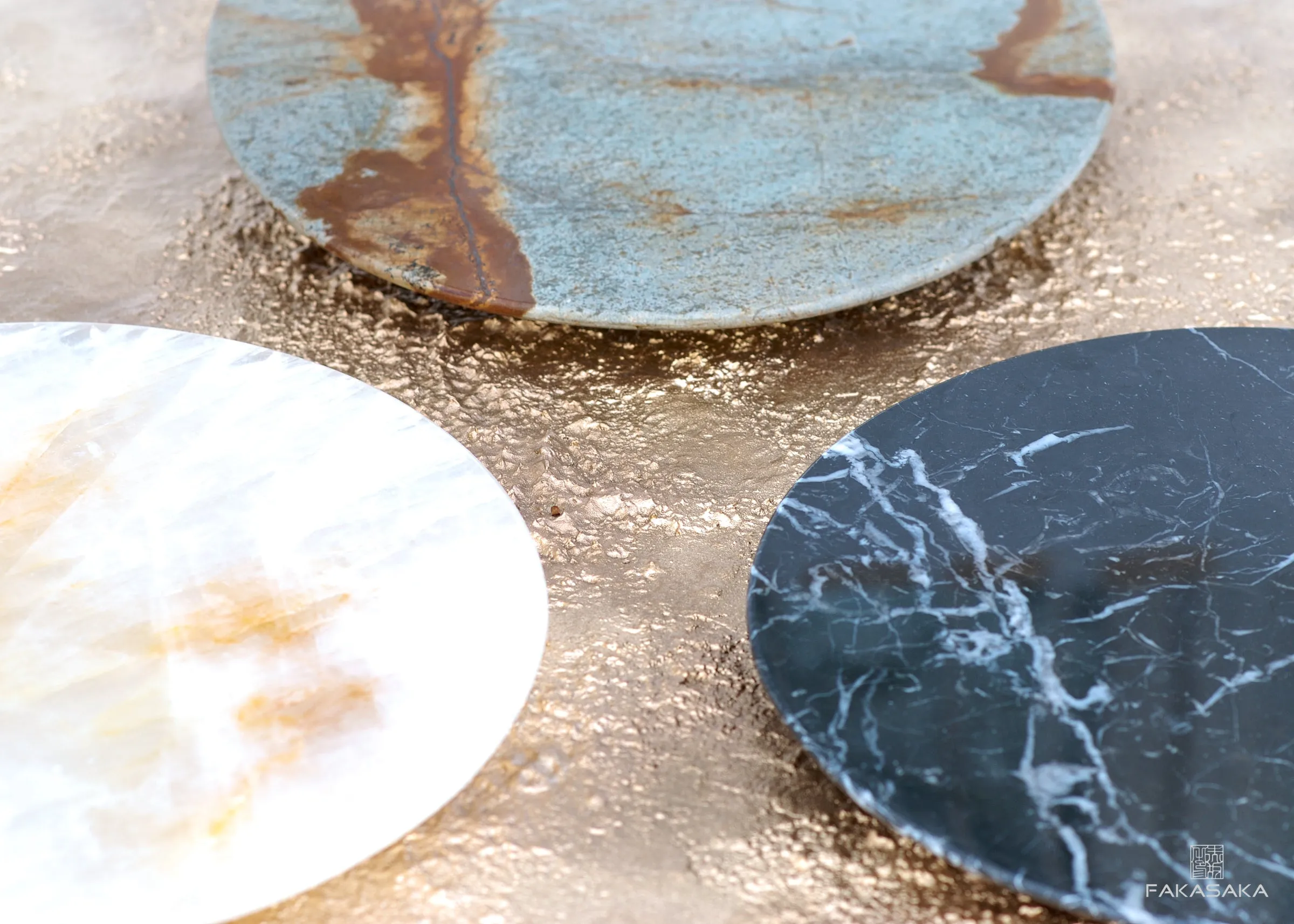 ALEXIA DRINK TABLE<br><br>NERO MARQUINA MARBLE<br>BLACKBROWN BRONZE