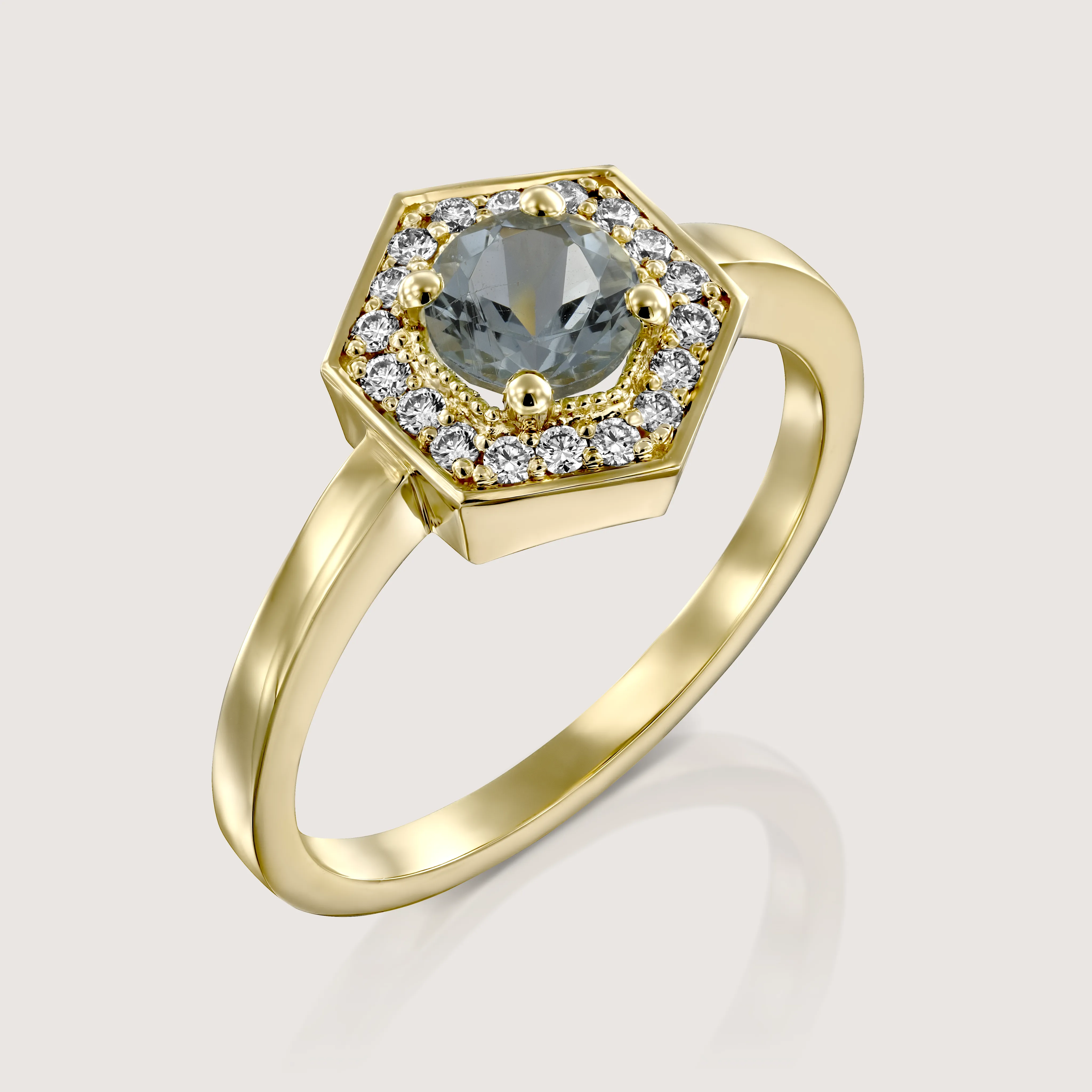 Amy Gold Ring with Aquamarine