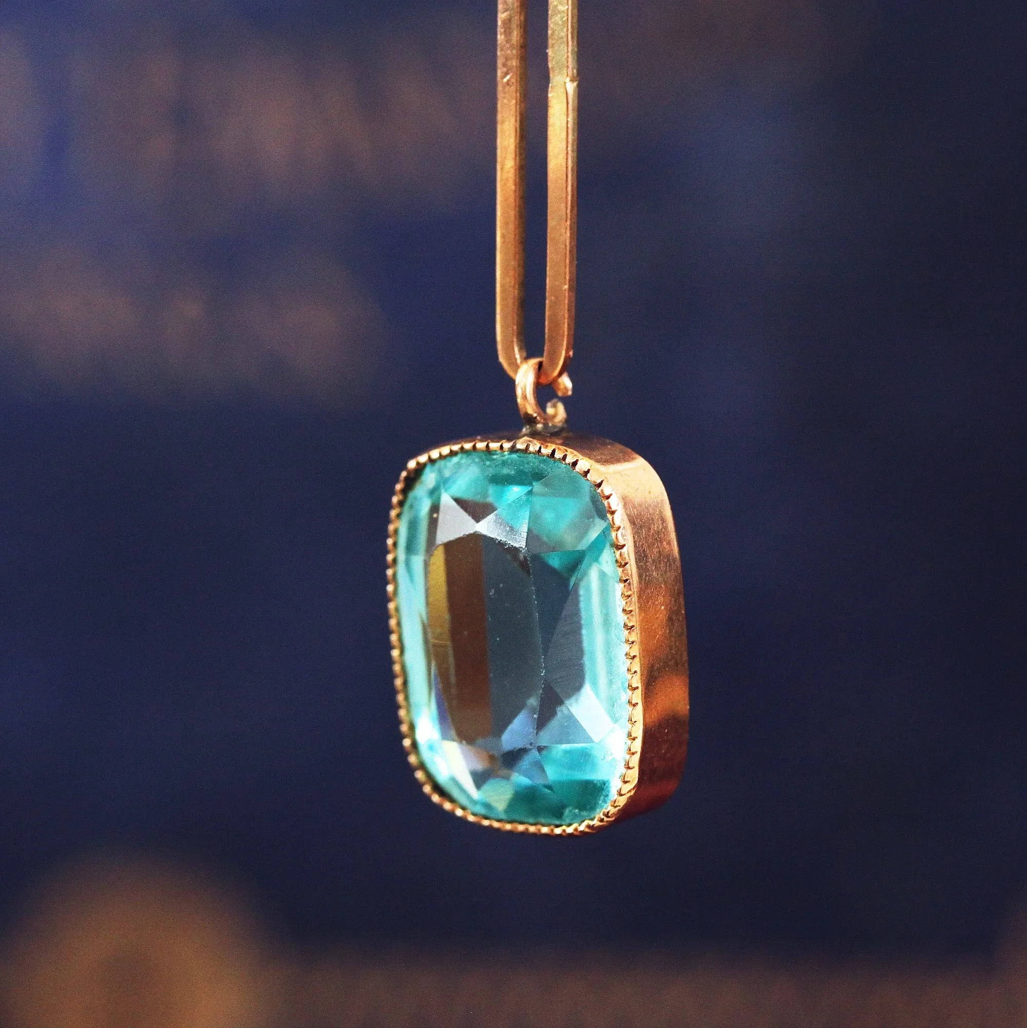 Antique Edwardian 'Sea Blue' Drop Pendant