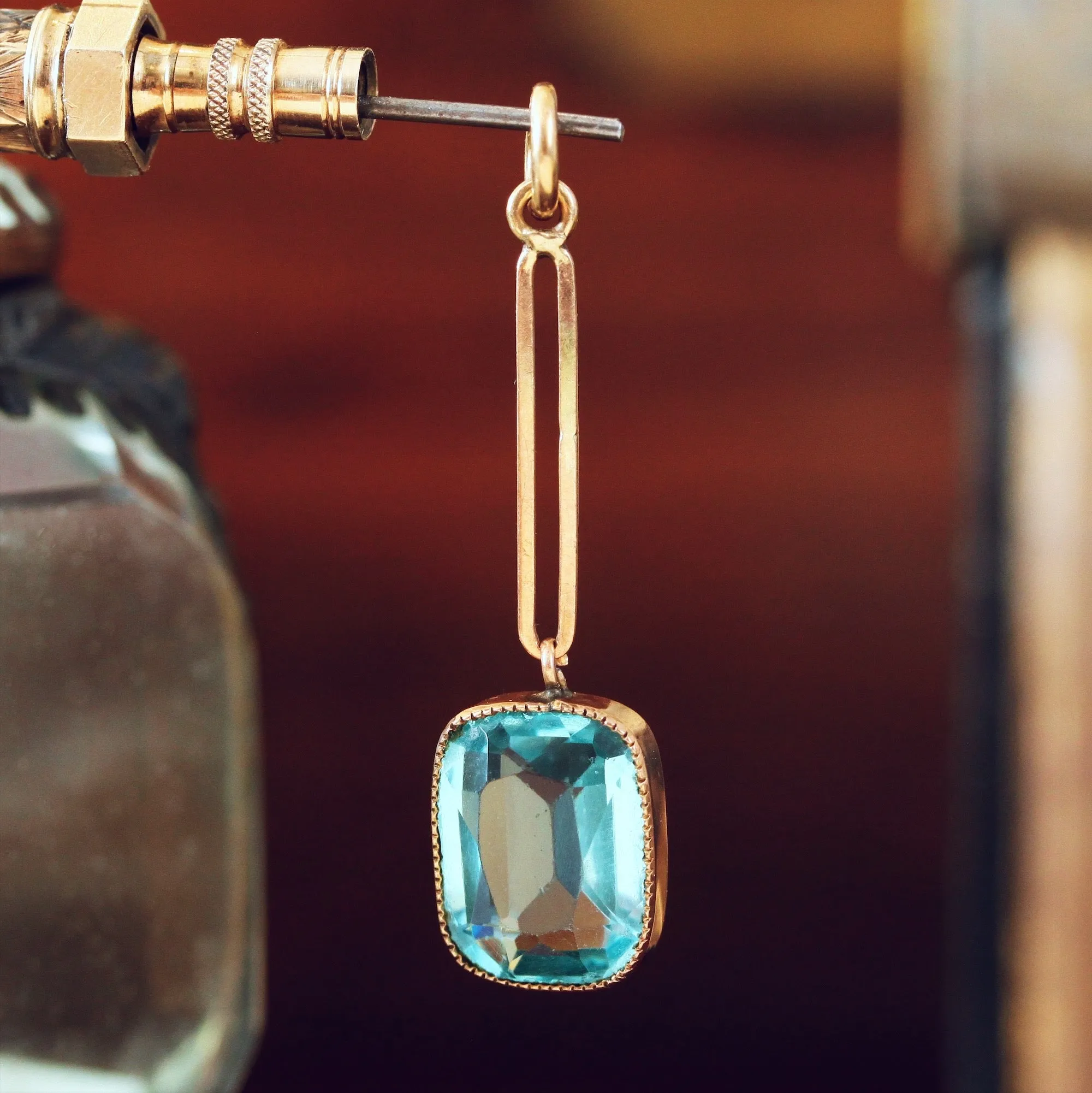 Antique Edwardian 'Sea Blue' Drop Pendant