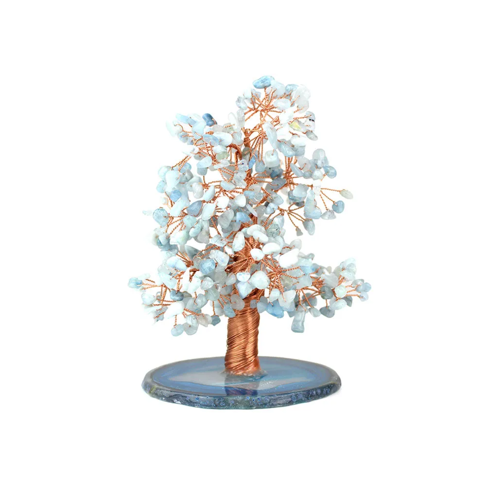 Aquamarine and Agate Copper Tree