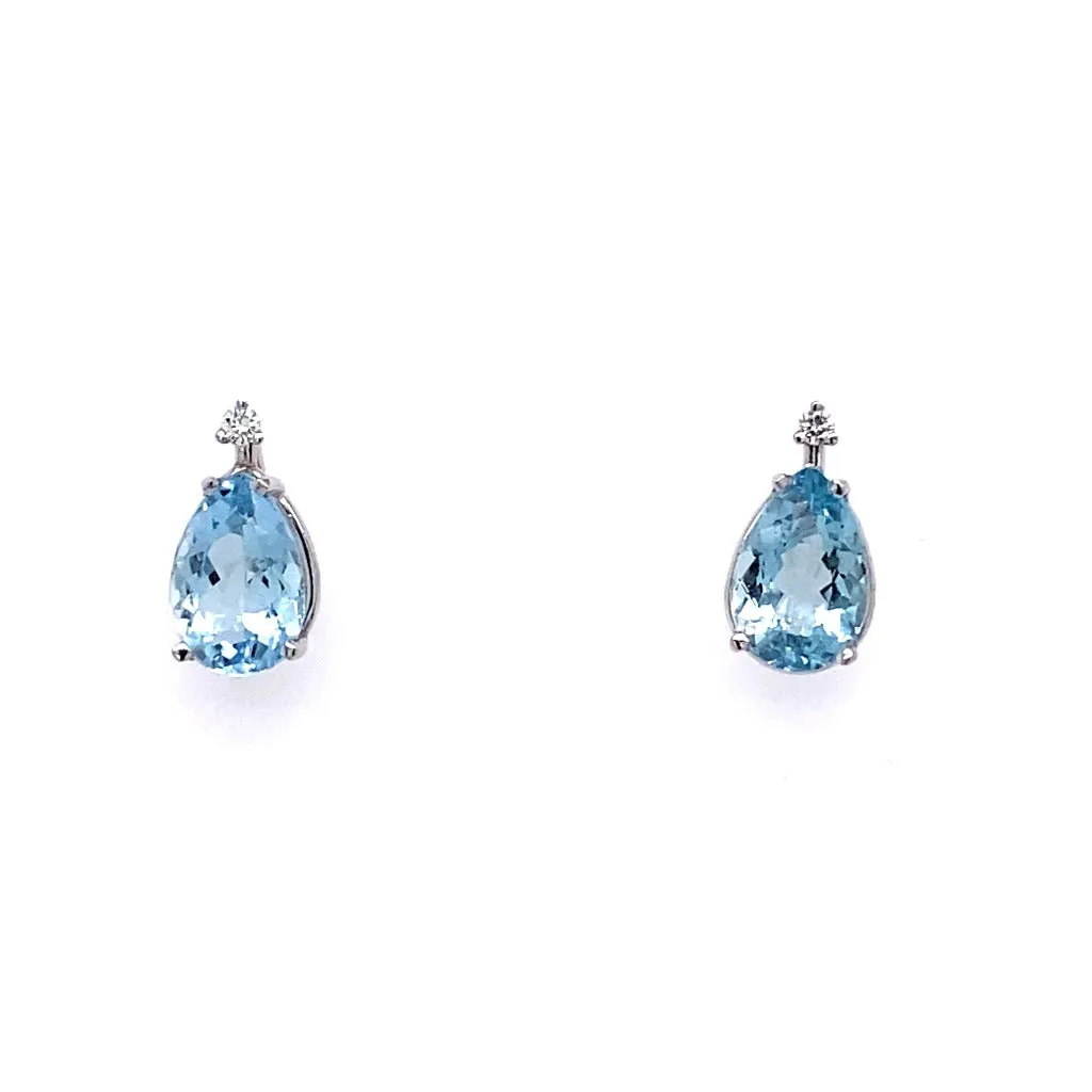 Aquamarine and Diamond 14kt White Gold Earrings