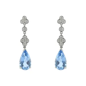 Aquamarine and Diamond Lace Drop Earrings