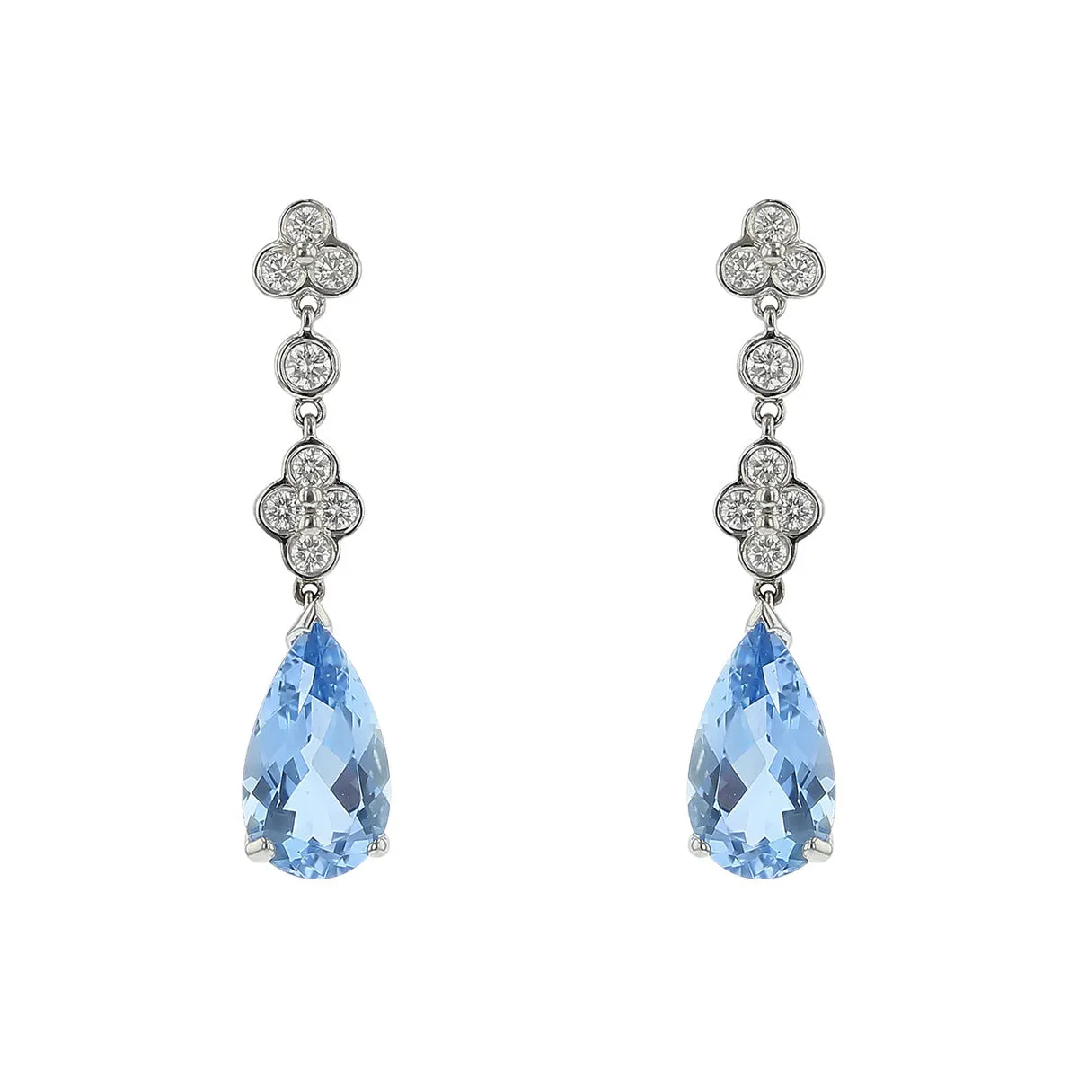 Aquamarine and Diamond Lace Drop Earrings