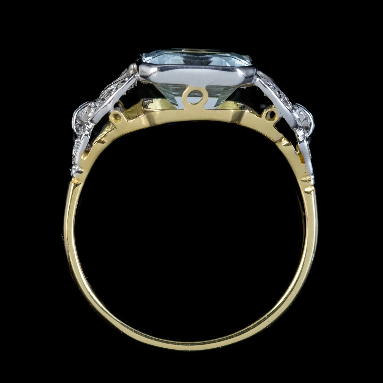 Aquamarine Diamond Ring 18ct Gold 3ct Emerald Cut Aqua