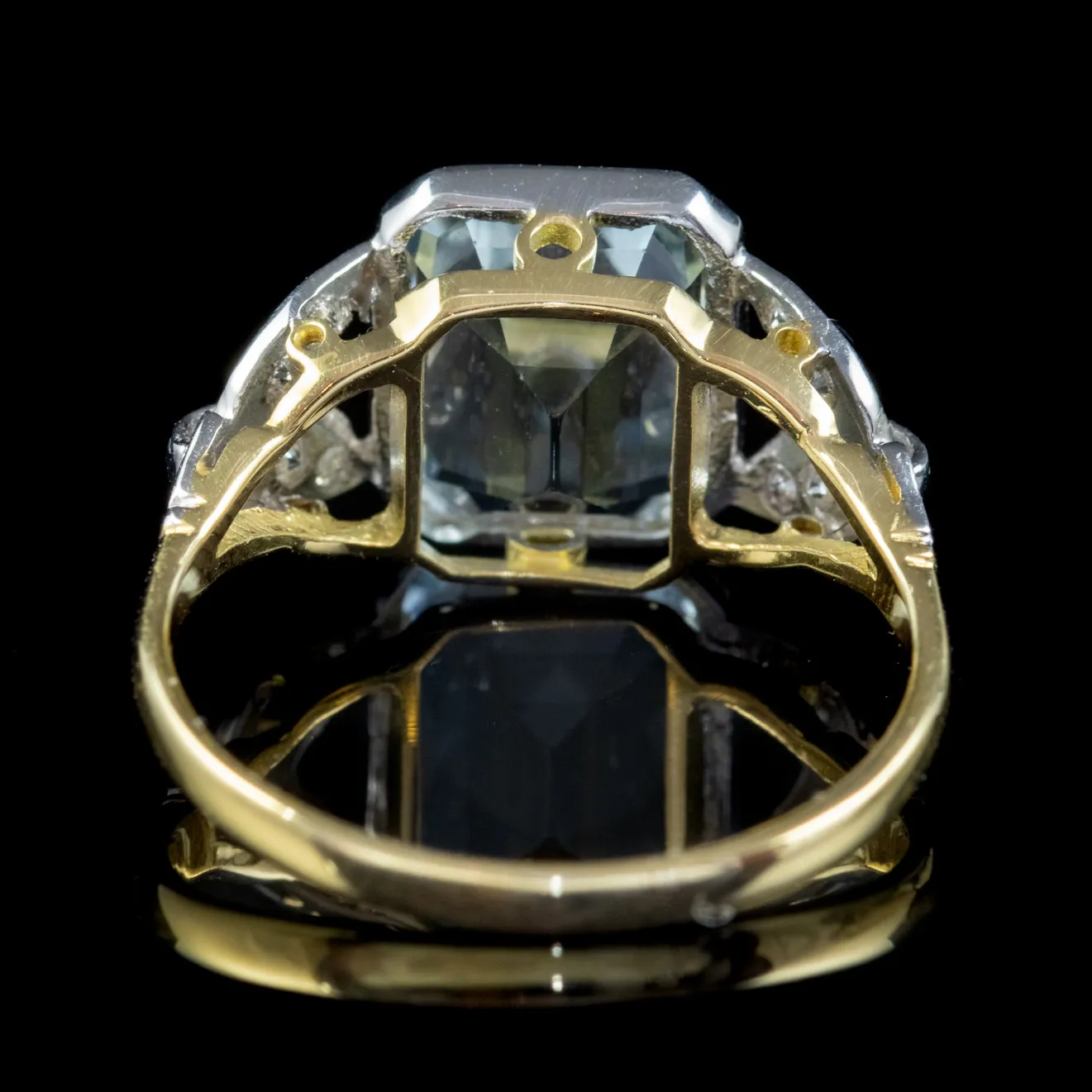 Aquamarine Diamond Ring 18ct Gold 3ct Emerald Cut Aqua