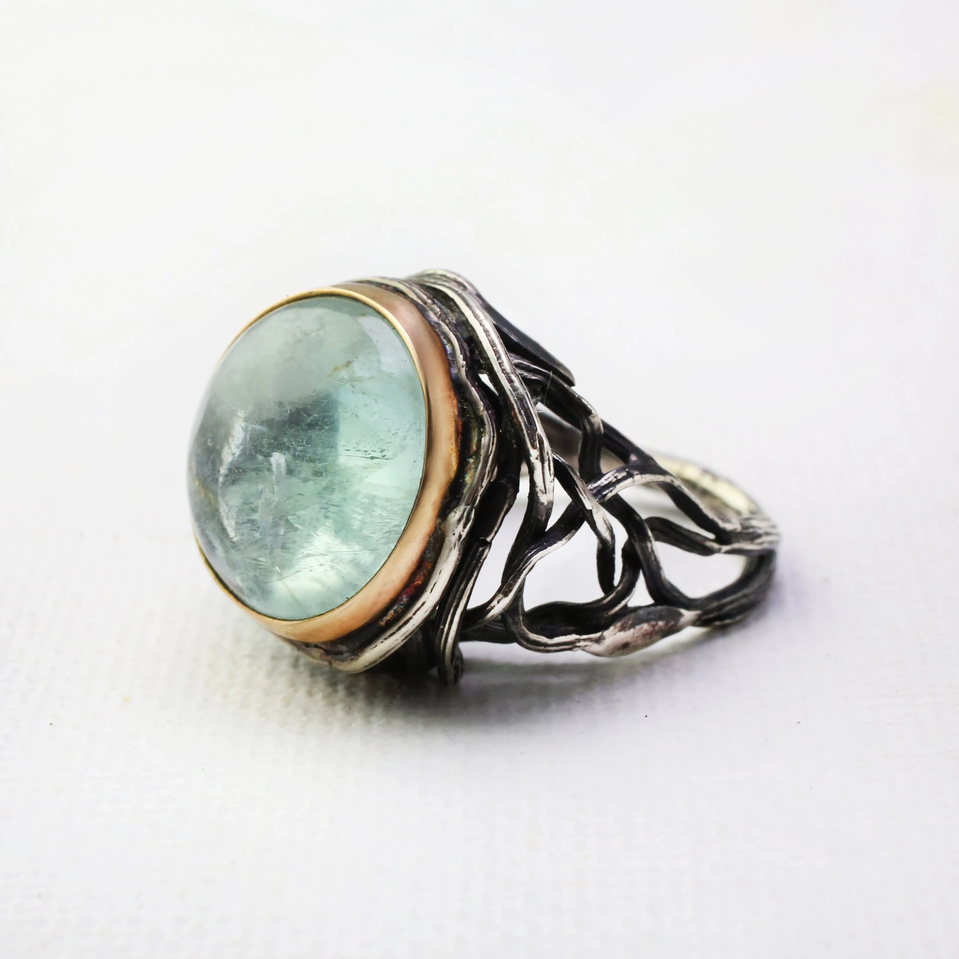 Aquamarine Peony Bramble Ring