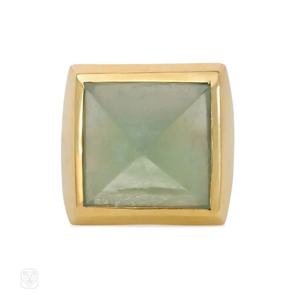 Aquamarine pyramid ring