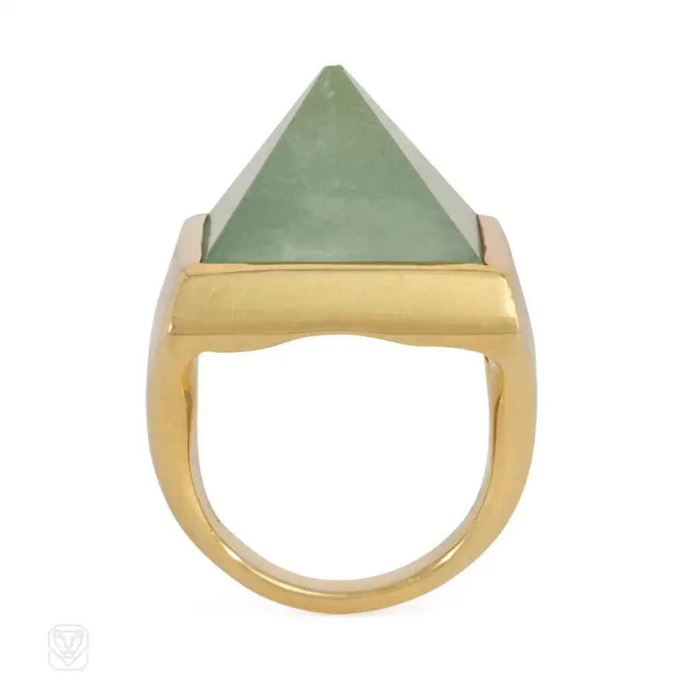 Aquamarine pyramid ring