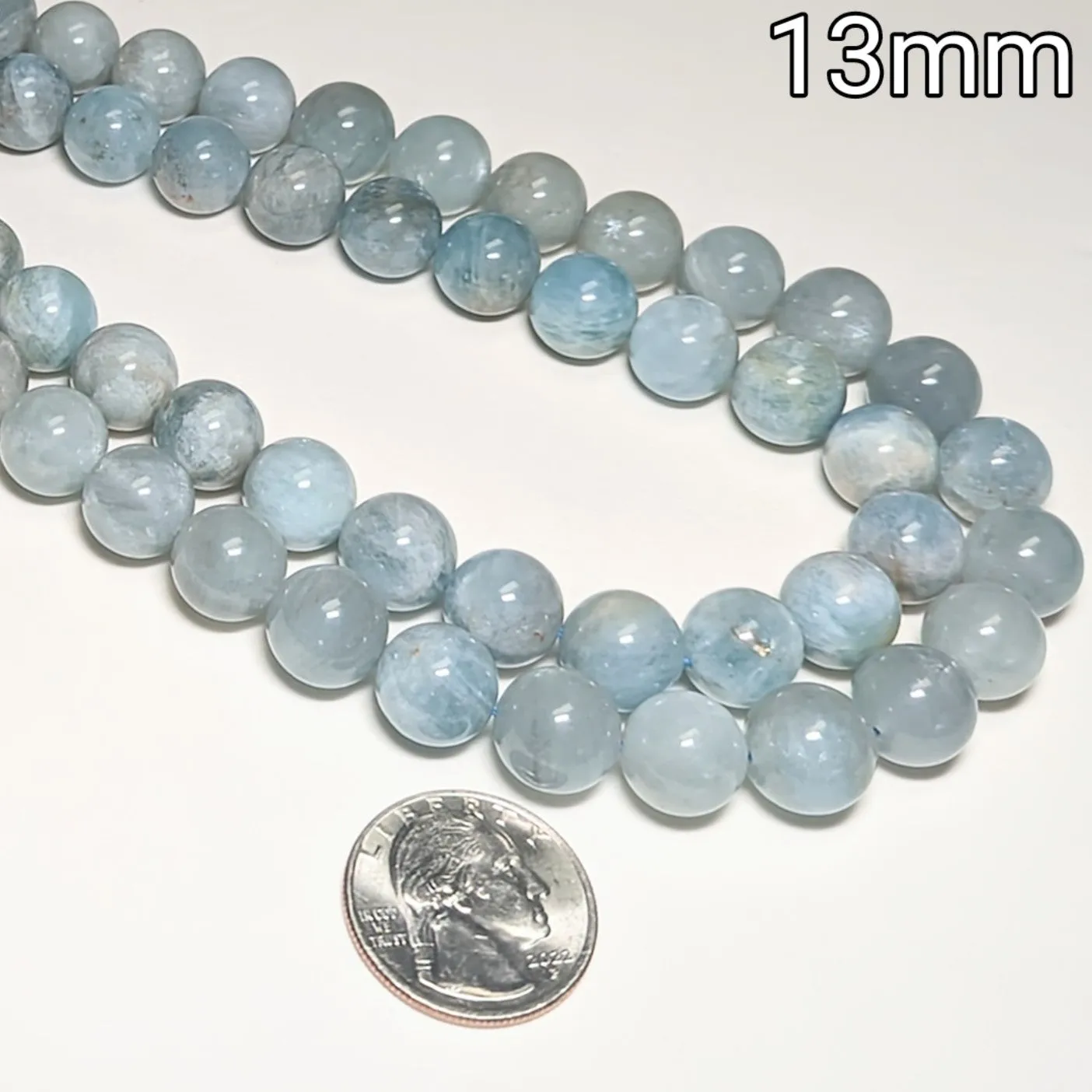 Aquamarine Round Beads