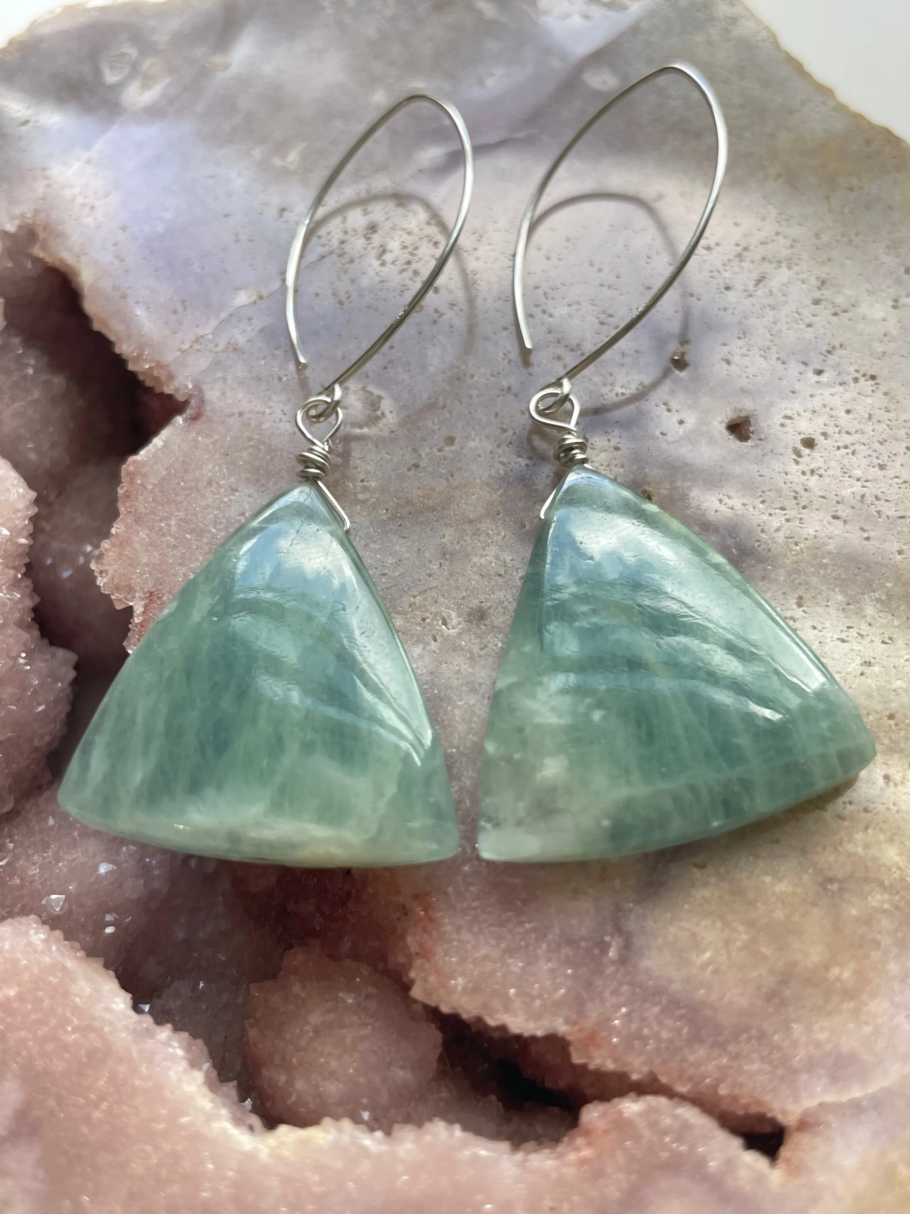 Aquamarine Statement Earrings Sterling Silver