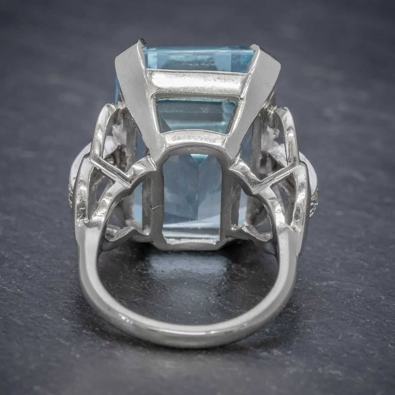 Art Deco Aquamarine Ring 14Ct White Gold 35Ct Aqua Circa 1930