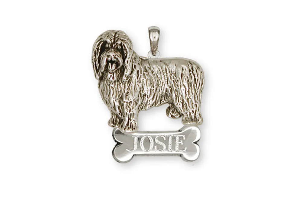 Bearded Collie Personalized Pendant Handmade Sterling Silver Dog Jewelry BCL1-NP